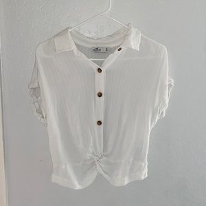 White Hollister collared button up.